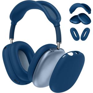 Fintie 3 in 1 Silicone Case Cover for AirPods Max Headphone, Anti-Scratch Ear Pad/Ear Cups/Headband Cover, Skin Protector Accessories for AirPods Max (Blue)