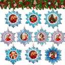16 Pcs Christmas Photo Frame Ornaments Wooden Nutcrackers Santa Snowman Snowflake Picture Frame Tree Decoration DIY Photo Keepsakes for Xmas Party Decorations Winter Holiday Gift (Snowflake)