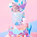 JeVenis Purple Little Mermaid Cake Topper Under the Sea Cake Decoration Seashell Cake Topper Mermaid Tail Party Supplies Sea Star Cake Decor