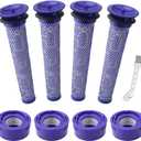 8 Pack Vacuum Filter Replacement Kit for Dyson V7, V8 Animal and V8 Absolute Vacuum, 4 Post Filter, 4 Pre Filter, Replaces Part # 965661-01 & 967478-01 (2+2)