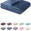 Fuzzy Blanket or Fluffy Blanket for Baby, Soft Warm Cozy Coral Fleece Toddler, Infant or Newborn Receiving Blanket for Crib, Stroller, Travel, Decorative (28Wx40L, XS-Smoked Blue)