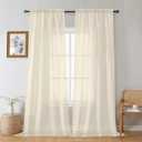 Gwine Cream Sheer Curtains 96 Inches Long 2 Panels, Elegant Window Treatments Voile Curtains for Living Room, Light Filtering Rod Pocket Sheer Drapes, Each 42" Wx96