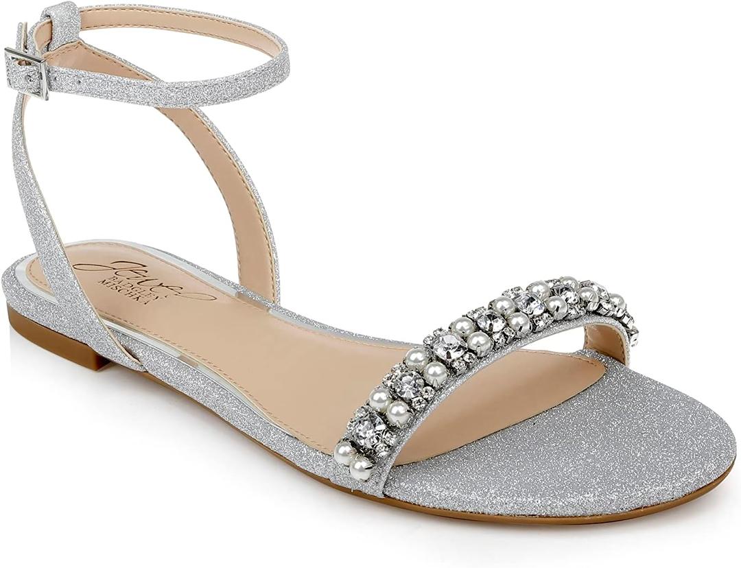Jewel Badgley Mischka Women's Daria Flat Sandal (7)