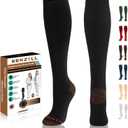NEWZILL Copper Compression Socks for Women & Men 15-20mmHg Cotton Rich Odor Control Dress Socks for Business Casual Running Medical Athletic Support, Edema Diabetic Relief (XX-Large, Black)