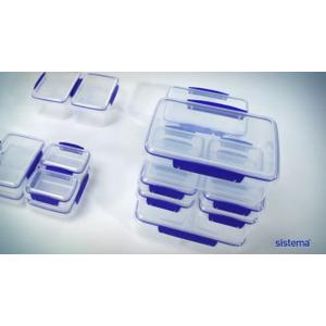 Sistema KLIP IT Food Storage Container, 7 Piece, Airtight & Stackable, BPA-Free, Clear with Blue Clips