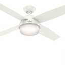 Hunter 52 inch Outdoor or Indoor Ceiling Fan with LED Light and Remote Control - White Ceiling Fan, Standard Mount, 4 Blades, For Patio, Porch, Garage, or Living Room - Dempsey 59252, Fresh White
