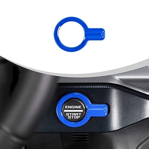 JWWY Bronco Push Start Button Cover Spin Engine Start Stop Button Cover Ignition Trim for 2021-2025+ Ford Bronco Interior Accessories ABS Blue