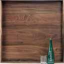 30 x 30 Inches Extra Large Square Black Walnut Wood Ottoman Tray with Handles, Serve Tea, Coffee Classic 2.5 Feet Wooden Decorative Serving Tray