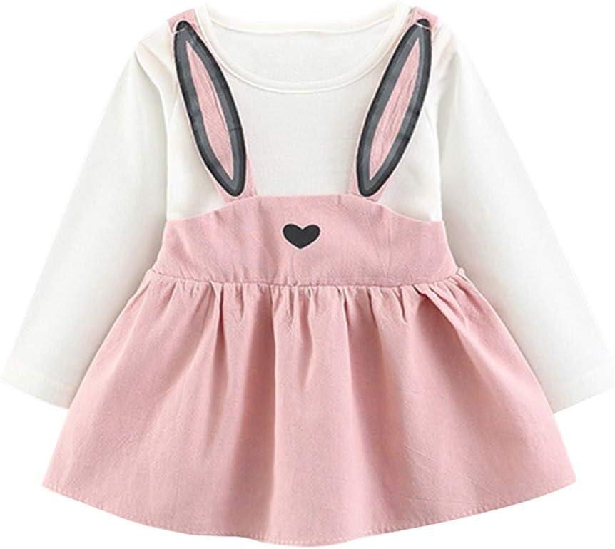 XFGLCK Toddler Kids Baby Girl Easter Outfit Long Sleeve Rabbit Style Dress Summer Clothes (2-3T, Pink)