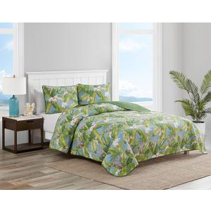 Tommy Bahama - King Quilt Set, Reversible Cotton Bedding with Matching Shams, Coastal Bedding Set for All Seasons (Aregada Dock Green/Sky Blue, King)