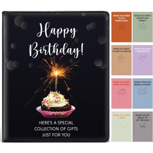 Epakh Happy Birthday Gift Book 9 x 7 Inch Greeting Cards Booklet Keeper Organizer Books with 24 Pages Album Keeper Personalized for Birthday Party Favors(Black,Boys Style)