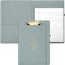 Aesthetic Clipboard Folio with Refillable Lined Notepad & Interior Pocket - Cute Padfolio/Legal Pad Holder for Women - Easily Organize Notes at Work, School, or Home (Blue)