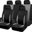 Flying Banner Car Seat Covers Front Seats Rear Bench Polyester car seat Protectors Easy installations Rear Bench Split Classic Man Lady Truck (Full Set - Low Back, Black Gray)