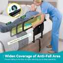 FORTEMOTUS Bed Rails for Elderly Adults Safety with Foldable & Retractable Grab Bar Handrails, ASTM Bedside Rail with Adjustable Height, Storage Pocket & Safety Strap