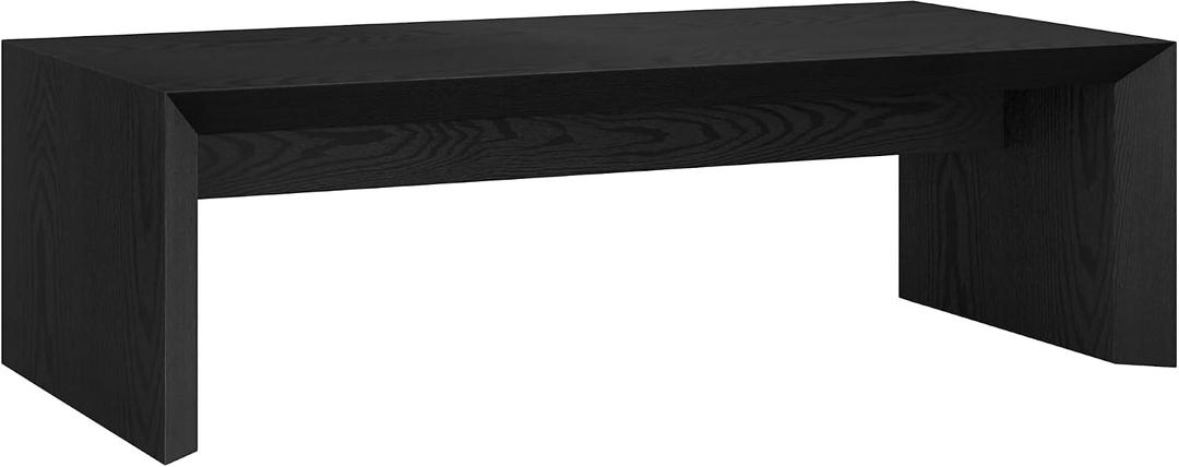 Henn&Hart 48" Rectangular Low-Profile Coffee Table for Living Room, Family Room, or Office, Natural Black