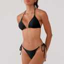Cheeky Triangle Bikini Sets for Women Sexy String Bathing Suit 2 Piece (Black, S)