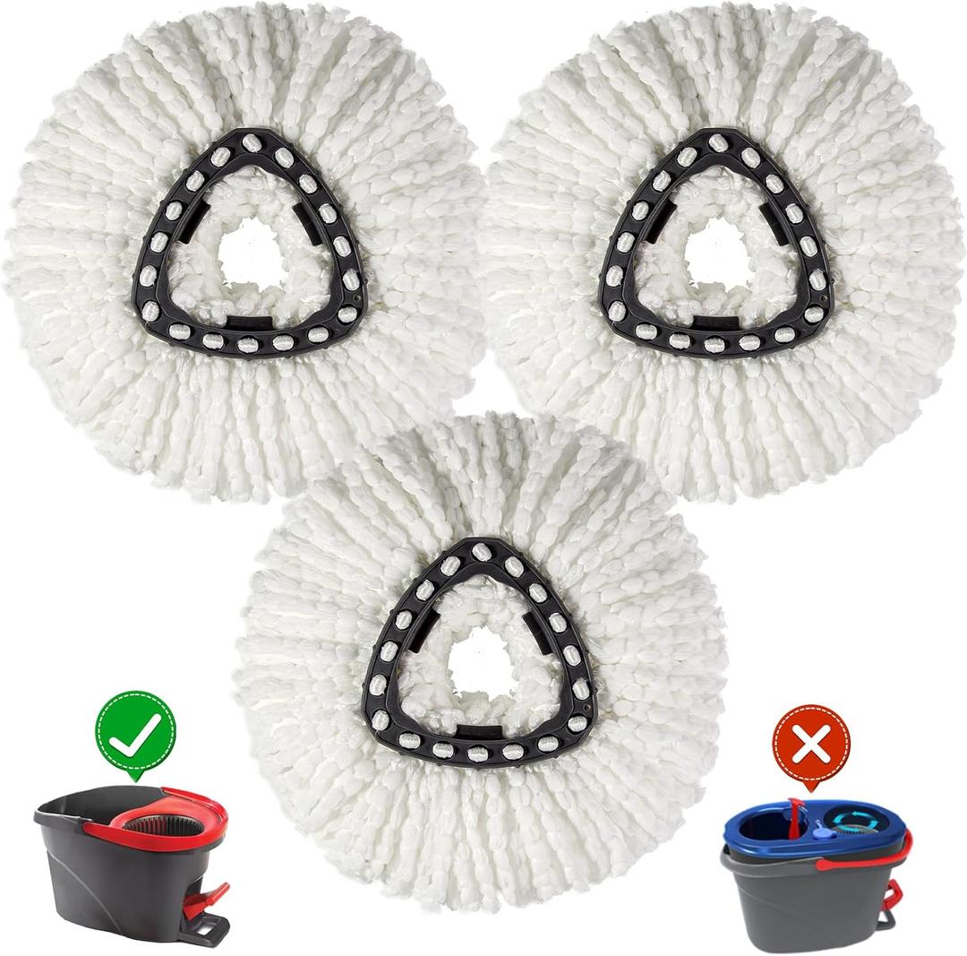 [3 Pack] Mop Replace Heads, Mop Refill Heads Replacements Compatible with O Cedar Spin Mop 1-Tank System- Easy to Replace, Microfiber, Machine Washable