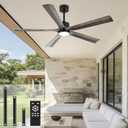 Heimo 60 Inch Wood Outdoor Ceiling Fan with Light and Remote for Patios Living Room Bedroom Office 5 Blades Dc Motor Modern Farmhouse Exteriores Wooden Ceiling Fans with Dimmable Light(Grey)