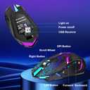 Wireless Gaming Mouse, Rechargeable Wireless Computer Mouse with Type-C Fast Charging, Ergonomic Mouse with 3 Adjustable DPI, 6 Silent Buttons, LED Light, Long Battery Life for Laptop, PC, Mac