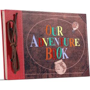 Photo Album Scrapbook, Photo Book,Adventure Book,Our Adventure Book Scrapbook with Colorful Cover 3D Letters Up Travel Scrapbook for Memory Record，Handmade DIY Family Scrapbook Album 40page Retro