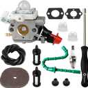 FS 56RC Carburetor with fuel line for Stihl Trimmer FS56RC FS70R FS56 FS56C FS56R FS40 FS50 FS70RC FS70C FC56 Weed Eater Parts Replace for Zama C1M-S267A Plastic Throttle Cable Carburetor