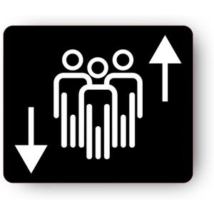 Gloss Black Elevator Sign, Universal Lift Signage, Self-Adhesive, Easy Install, 120mm x 90mm, Business Elevator Direction Sign, Modern Wayfinding Sign with Icons, High-Strength Adhesive