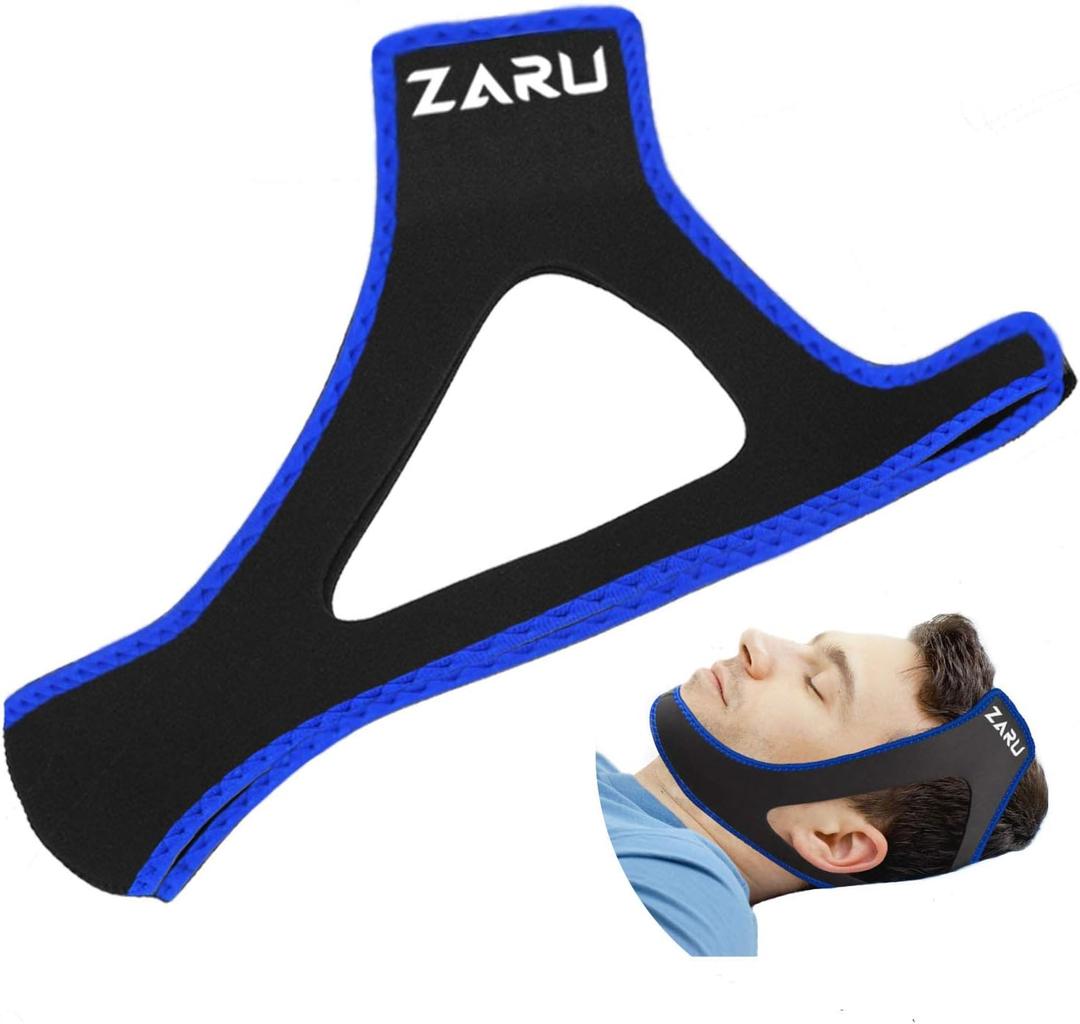 Premium Anti Snore Chin Strap by ZARU [New Version] - Advanced Snoring Solution Scientifically Designed to Stop Snoring Naturally and Give You a Good Night's Sleep