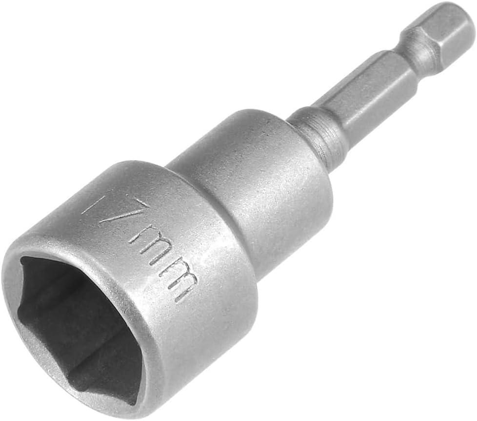 17mm Magnetic Socket, 1/4" Hex Shank Drill Adapter for Power Drills, Nut Driver and Impact Socket Adapter, 65mm Length