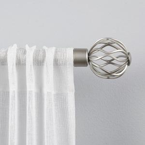 Exclusive Home Curtains ER1012-01 66120 Ogee 1" Curtain Rod and Finial Set, 66"-120", Matte Silver