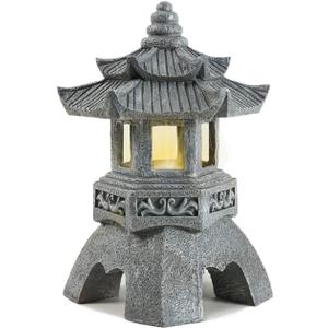 Zen Solar Pagoda Lantern Garden Statue, Indoor/Outdoor Zen Asian Decor for Landscape Balcony, Garden, Patio, Porch Yard Art Ornament