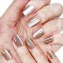 10 x Cat Eye Nails Short Squoval, Shimmery Dusty Rose Pink, Small Size Press on False Nails, 24 Reusable Fake Nails With Stick on Adhesive Tabs