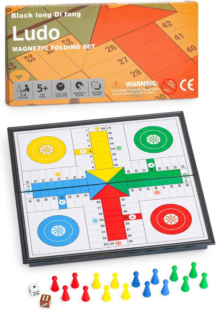 Ludo Magnetic Folding Travel Board Game Set - 9.75 Inches