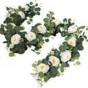 ccHuDE Artificial Flowers Eucalyptus Garland Faux Floral Greenery Garland Fake Flowers Vine Long Greenery Vines Hanging Plant Vines Eucalyptus Leaves Vines Decorations for Wedding Backdrop, 4 pack