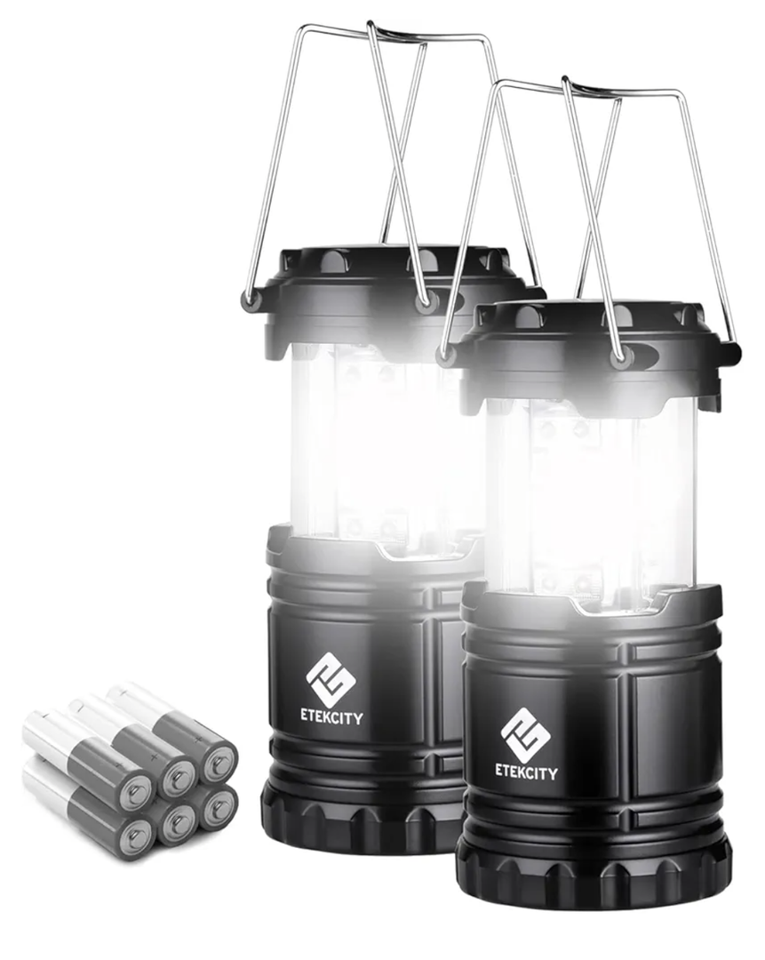 Etekcity Lantern Camping Essentials Lights, Led Flashlight for Power Outages, Survival Gear and Supplies for Emergency, Hurricane Preparedness Items , Battery Operated Lamp, 2 Pack, Black