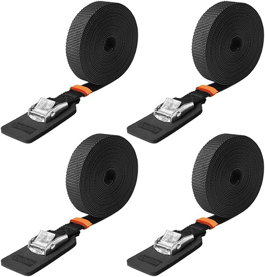 Boncas Sturdy 12-foot-by-1-inch Tie Down Strap Lashing Strap Cargo Tie-Down Strap Padded Cam Lock Buckle 4 Pack
