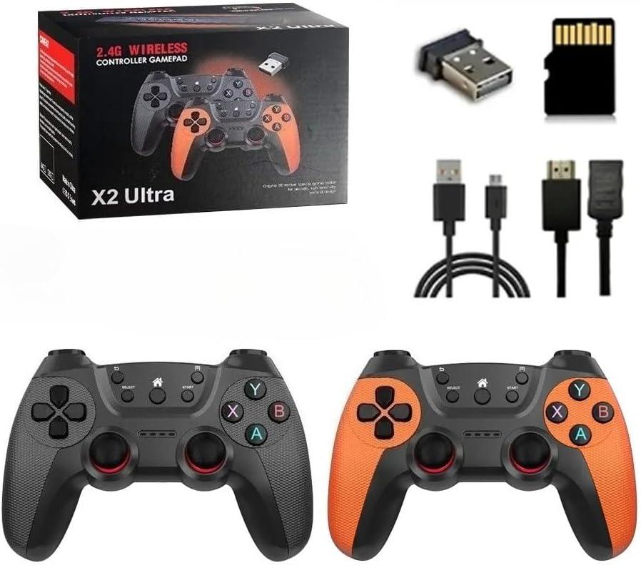 X2 Ultra Retro Game Stick 4K, Plug & Play Video Game Console for TV, 64GB Storage, Battery Wireless Controllers (X2 Ultra 64G Battery)