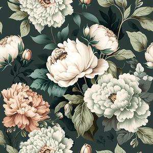 Dark Green White Peonies Vintage Floral Peel and Stick Wallpaper Wall Decor Self Adhesive Wall Paper Stick on Easy Peel Off Contact for Renter Apartment (17.7" x 118")