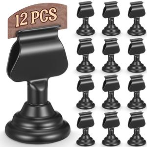 Kathfly 12 Pcs Wedding Table Number Holders 1.7 Inch Metal Black Mini Place Card Holders Bulk Harp-clip Table Sign Stands Card Holder Display Picture Memo Notes Menu for Restaurants Birthday Decor