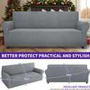 Super Stretch Couch Cover Love Seat Sofa Covers for Living Room Dogs Pet Friendly Furniture Protector Spandex Loveseat Slipcovers with Anti Slip Foam Sticks (Light Grey, Loveseat) 58", 2 Pack