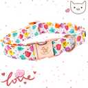 Elegant Little Tail Valentine's Day Collar - Pink Heart Cute Dog Collar, Adjustable for X-Small Dogs