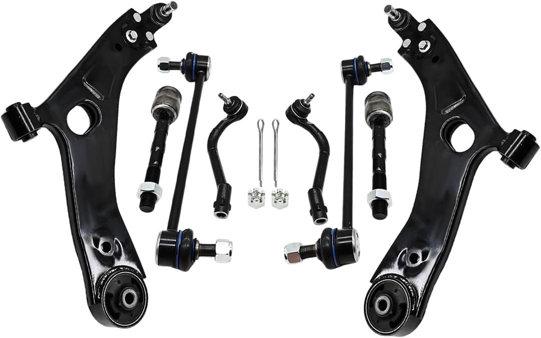 8PCS Front Control Arms with Ball Joint Sway Bar Link Tie Rods Boots Compatible with 2010-2013 Tucson 2011-2013 S-portage Suspension Kit CMS901211 CMS901210 ES800718 ES800717