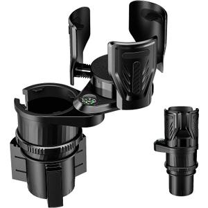 OUTXE Dual Car Cup Holder Expander, Multifunction Drink Adapter Adjustable Expandable Cupholder for Seat Automotive Auto Truck RV, Compatible with Yeti, Hydroflask 20/24/30/32/40 Oz Water Bottles (M, with Expander)