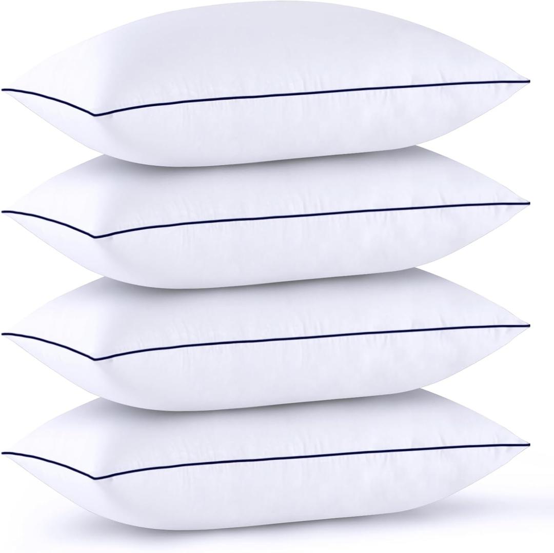 GOHOME Pillows Standard Size Set of 4 - Bed Pillows for Sleeping 4 Pack, Cooling Supportive Hotel Pillows with Premium Soft Down Alternative Fill for Side Stomach and Back Sleepers (White)
