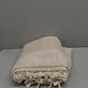 No Hook Extra Long Shower Curtain Set with Snap-in Liner,Linen Textured Thick Striped Fabric with Tassels,Boho Chic Modern Farmhouse Bathroom Curtain,Water-Repellent,Cream/Beige,71x86