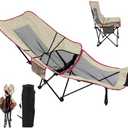 HOTEAGLE Reclining Camping Chairs with Removabel Footrest, 2-in-1 Beach Folding Lounge Chair with Storage Bag for Outdoor, Patio, Picnic and Travel