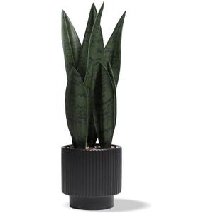 Artificial Plants Sansevieria Snake Plant with Black Ceramic Pot Desk Small Fake Plant for Indoor Living Room Kitchen Bathroom Farmhouse Home Decor