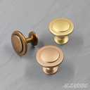 Alzassbg 10 Pack Champagne Copper Cabinet Knobs, 1-1/4 Inch Diameter Round Kitchen Knobs for Cabinets and Drawers AL6012SCG