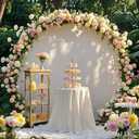 7.2ft Ivory Round Backdrop Cover Circle Backdrop Cover for Birthday Ivory Arch Backdrop for Wedding Baby Shower Party Home Decoration