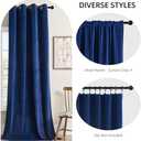 Joydeco Blue Velvet Curtains 84 inch Length 2 Panels Burg Set, Luxury Rod Pocket Thermal Insulated Window Blackout Curtain, Room Darkening Drapes for Living Dining Room Bedroom Privacy