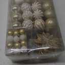 SHareconn 106PCS Christmas Balls Ornaments Set, Colorful Shatterproof Plastic Decorative Baubles for Xmas Tree Decor Holiday Wedding Party Decoration with Hanging Hooks, Gold &White
